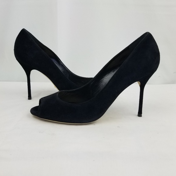 black peep toe stiletto heels